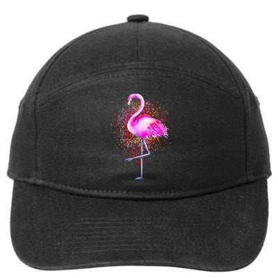 Pink Flamingo Paint Art 7-Panel Snapback Hat