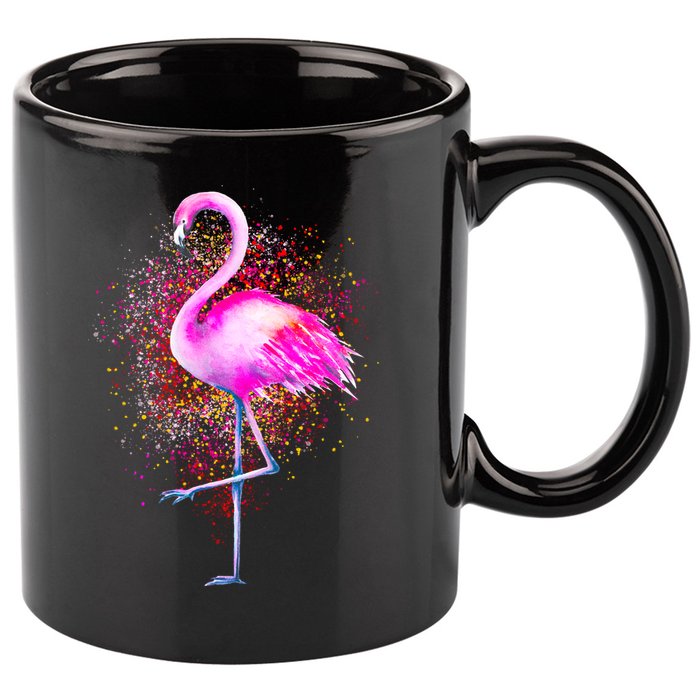 Pink Flamingo Paint Art 11oz C Handle Ceramic Mug