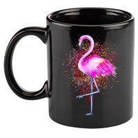 Pink Flamingo Paint Art 11oz C Handle Ceramic Mug
