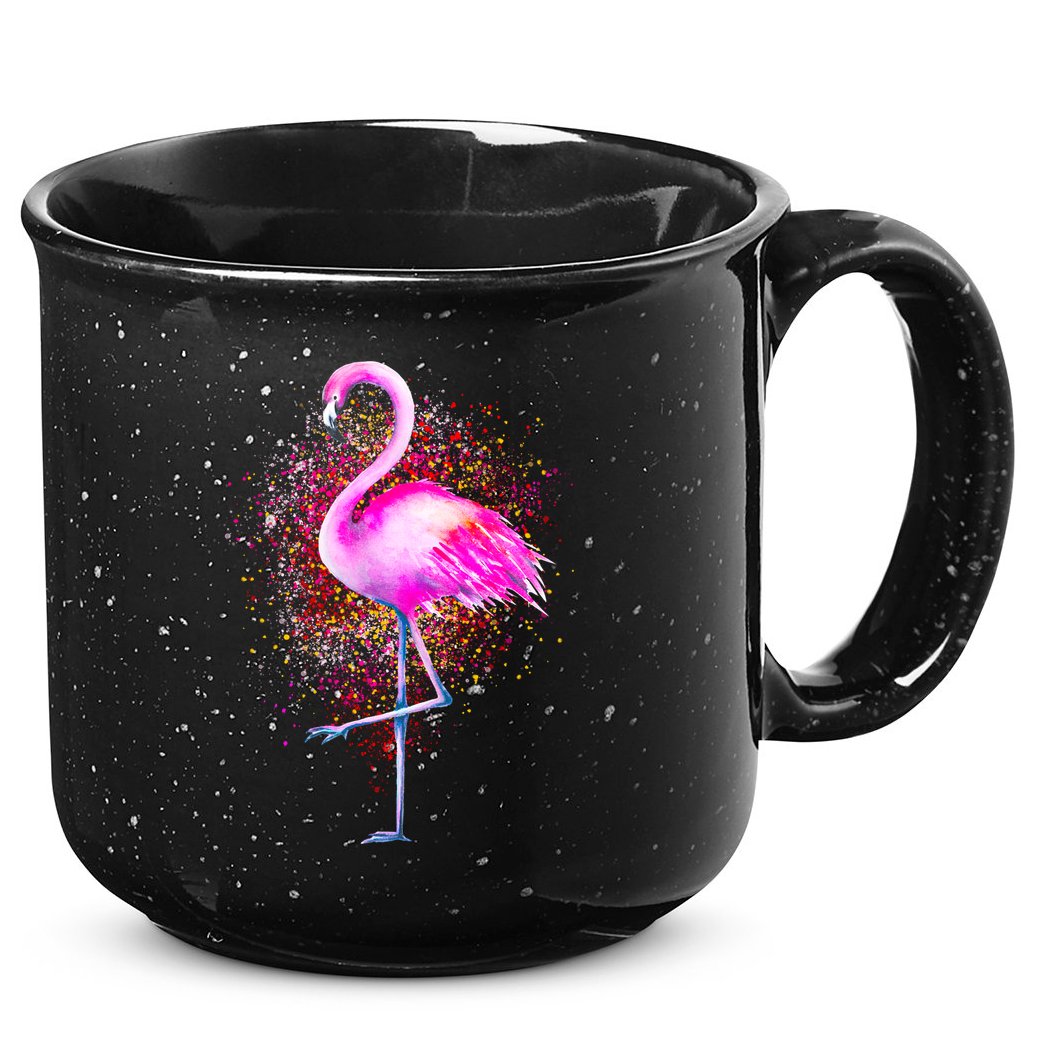 Pink Flamingo Paint Art 15oz Campfire Ceramic Mug