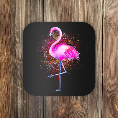 Pink Flamingo Paint Art Coaster