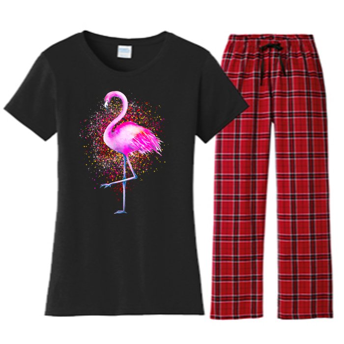 Pink Flamingo Paint Art Women's Flannel Pajama Set