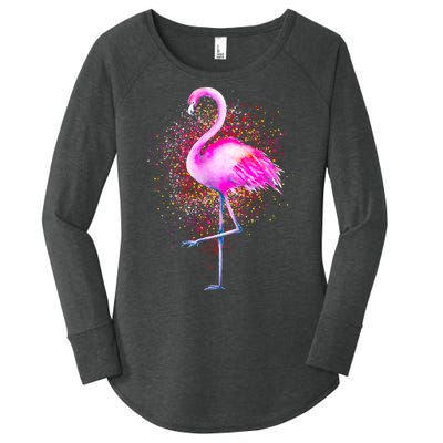 Pink Flamingo Paint Art Women's Perfect Tri Tunic Long Sleeve Shirt