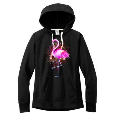 Pink Flamingo Paint Art Women's Fleece Hoodie