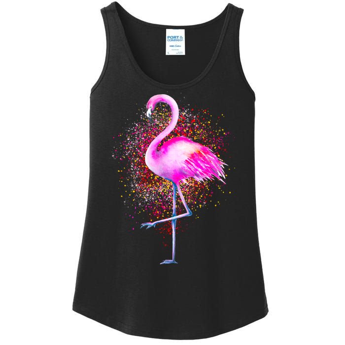 Pink Flamingo Paint Art Ladies Essential Tank