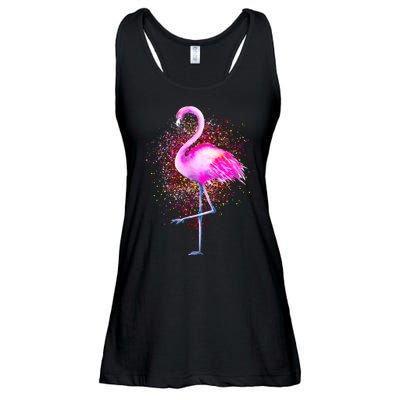 Pink Flamingo Paint Art Ladies Essential Flowy Tank