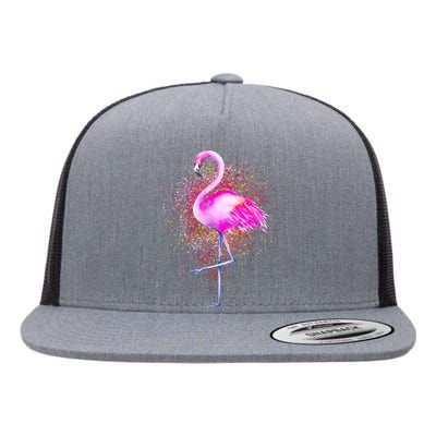 Pink Flamingo Paint Art Flat Bill Trucker Hat