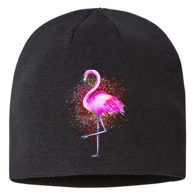 Pink Flamingo Paint Art Sustainable Beanie