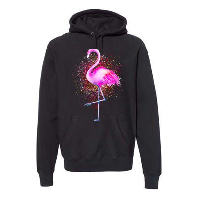 Pink Flamingo Paint Art Premium Hoodie