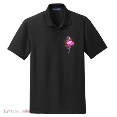 Pink Flamingo Paint Art Dry Zone Grid Polo
