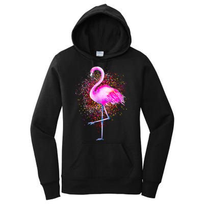 Pink Flamingo Paint Art Women's Pullover Hoodie
