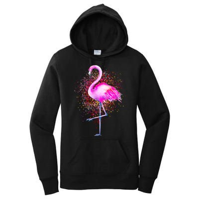 Pink Flamingo Paint Art Women's Pullover Hoodie