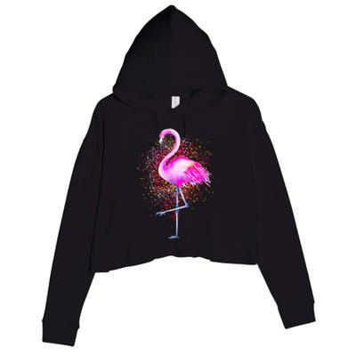 Pink Flamingo Paint Art Crop Fleece Hoodie