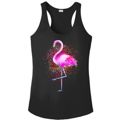 Pink Flamingo Paint Art Ladies PosiCharge Competitor Racerback Tank