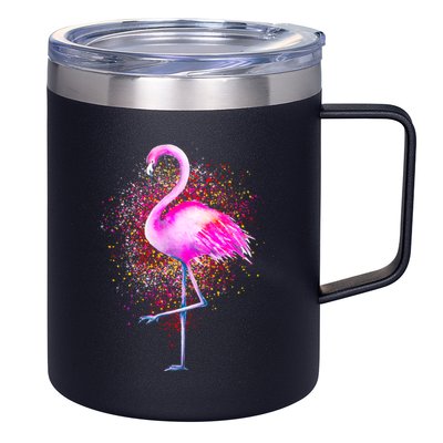 Pink Flamingo Paint Art 12oz Stainless Steel Coffee Mug