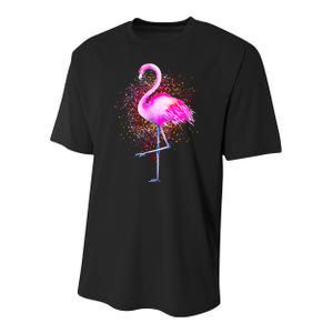 Pink Flamingo Paint Art Youth Performance Sprint T-Shirt