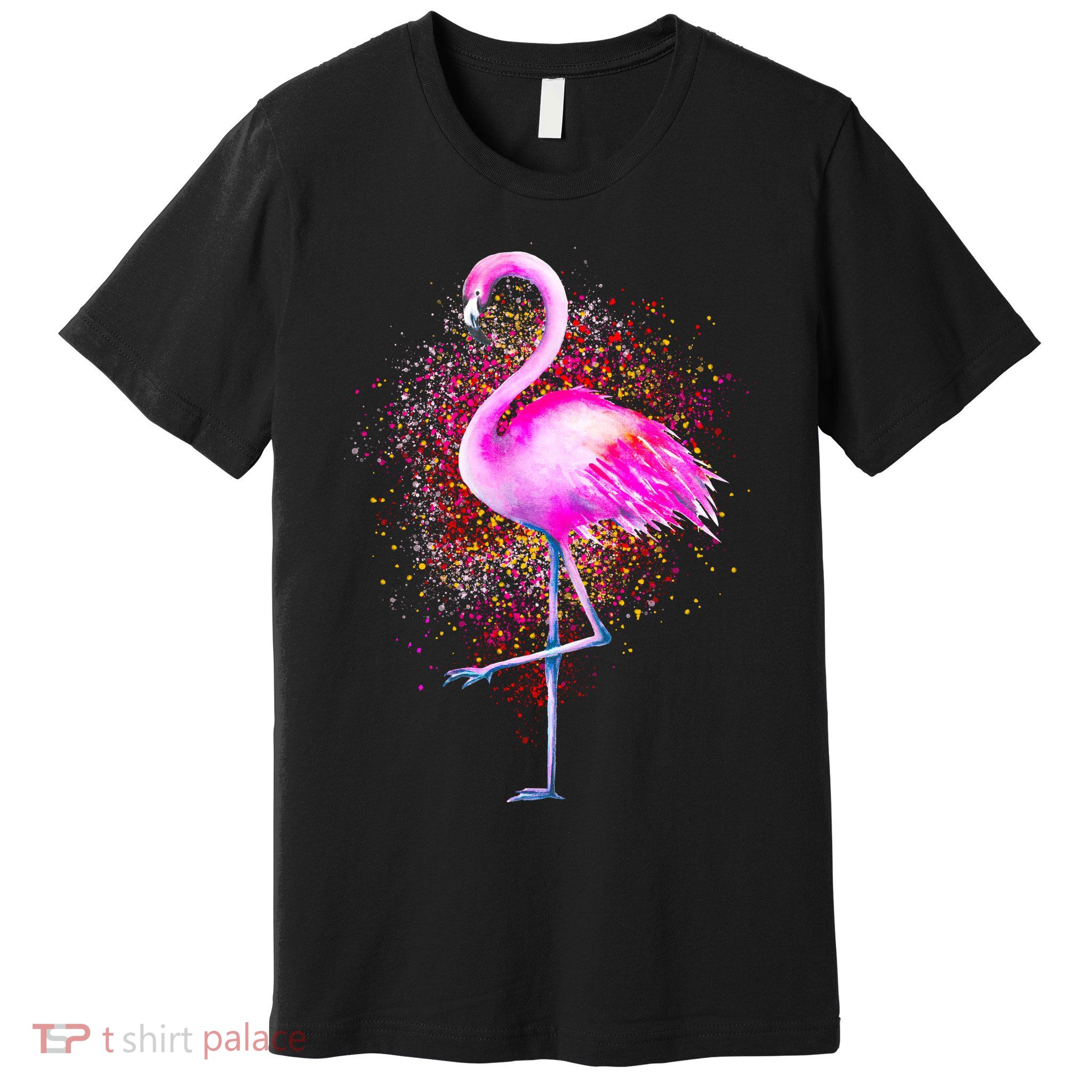 Pink Flamingo Paint Art Premium T-Shirt