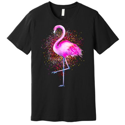 Pink Flamingo Paint Art Premium T-Shirt