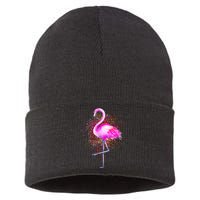 Pink Flamingo Paint Art Sustainable Knit Beanie