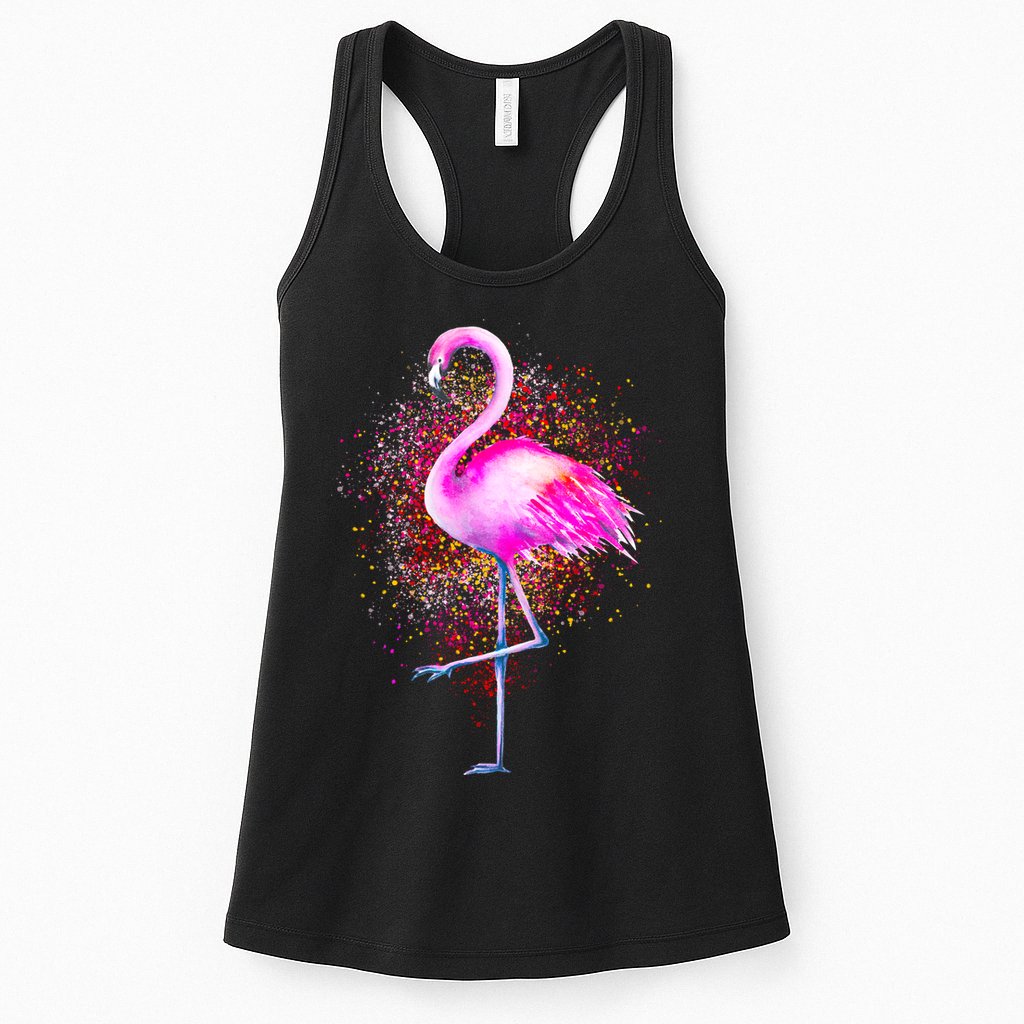 Pink Flamingo Paint Art Womens Tank Top