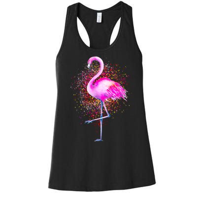 Pink Flamingo Paint Art Women's Racerback Tank