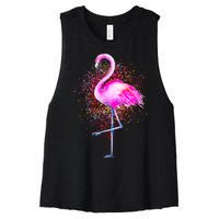 Pink Flamingo Paint Art Women's Racerback Cropped Tank