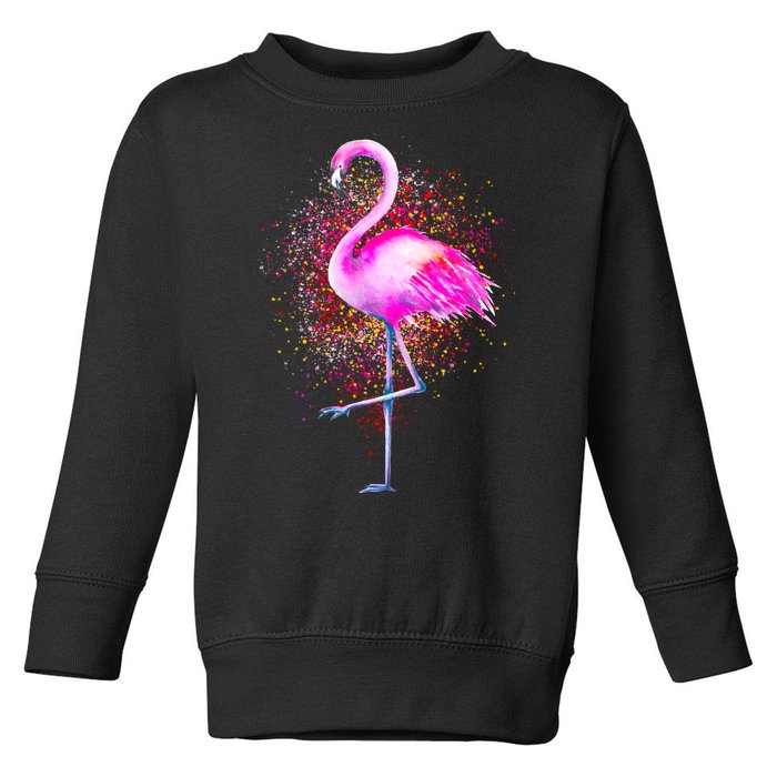 Pink Flamingo Paint Art Toddler Sweatshirt