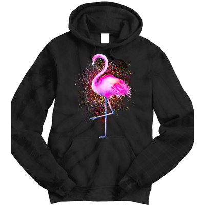 Pink Flamingo Paint Art Tie Dye Hoodie