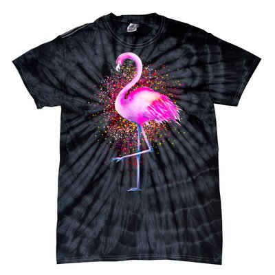 Pink Flamingo Paint Art Tie-Dye T-Shirt