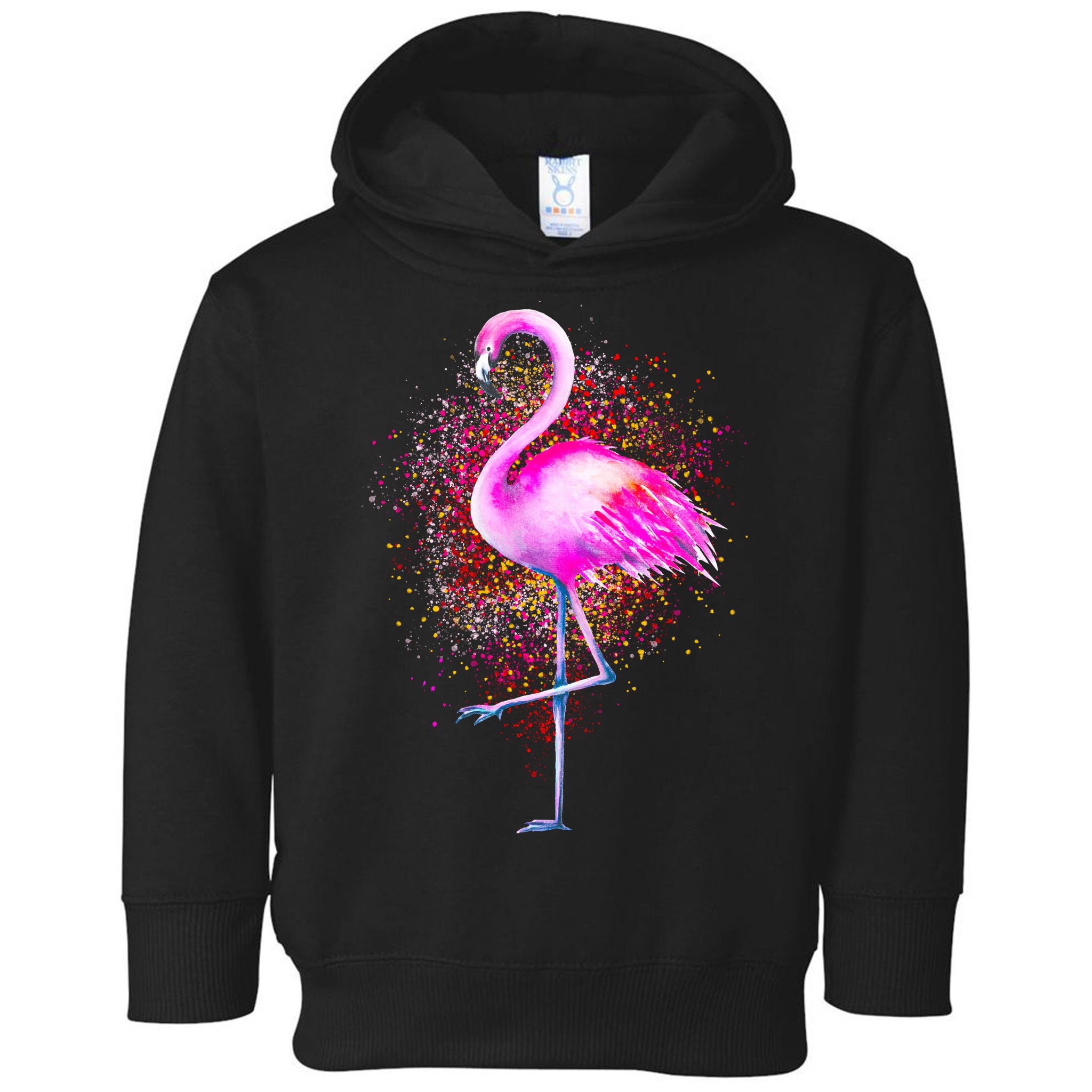 Pink Flamingo Paint Art Toddler Hoodie