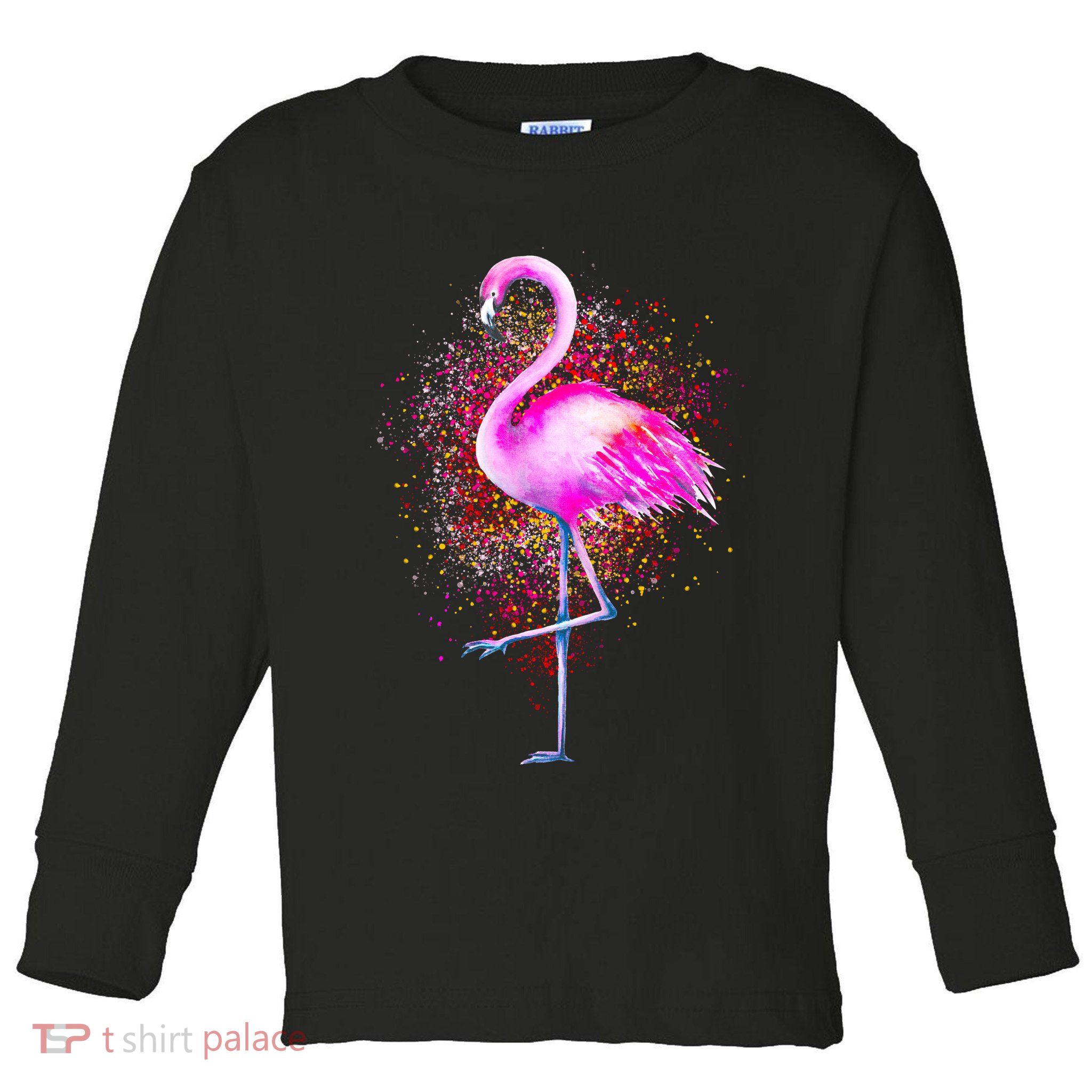 Pink Flamingo Paint Art Toddler Long Sleeve Shirt