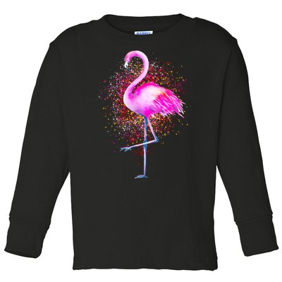 Pink Flamingo Paint Art Toddler Long Sleeve Shirt