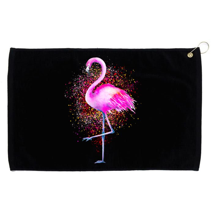 Pink Flamingo Paint Art Grommeted Golf Towel