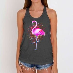 Pink Flamingo Paint Art Women's Knotted Racerback Tank