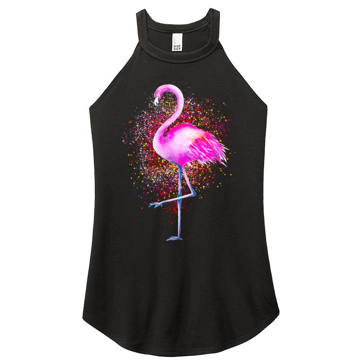 Pink Flamingo Paint Art Women's Perfect Tri Rocker Tank
