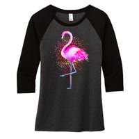 Pink Flamingo Paint Art Women's Tri-Blend 3/4-Sleeve Raglan Shirt