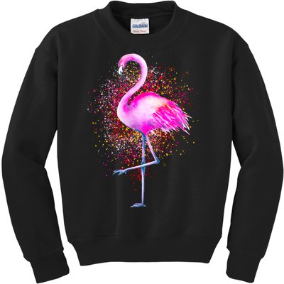 Pink Flamingo Paint Art Kids Sweatshirt