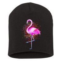 Pink Flamingo Paint Art Short Acrylic Beanie