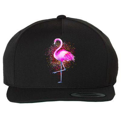 Pink Flamingo Paint Art Wool Snapback Cap