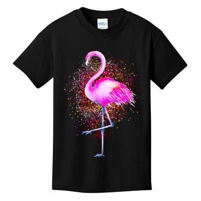 Pink Flamingo Paint Art Kids T-Shirt