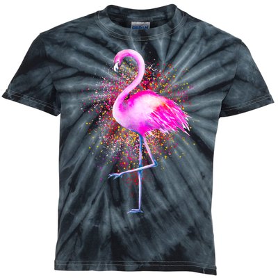 Pink Flamingo Paint Art Kids Tie-Dye T-Shirt