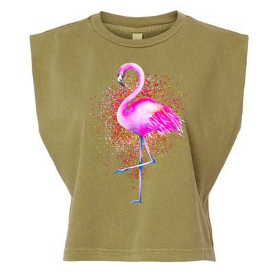 Pink Flamingo Paint Art Garment-Dyed Women's Muscle Tee