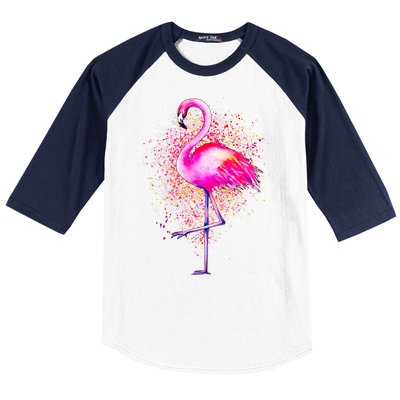 Pink Flamingo Paint Art Baseball Sleeve Shirt