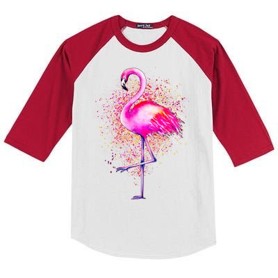 Pink Flamingo Paint Art Kids Colorblock Raglan Jersey