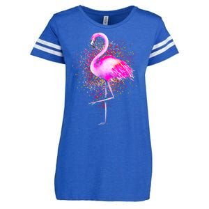 Pink Flamingo Paint Art Enza Ladies Jersey Football T-Shirt