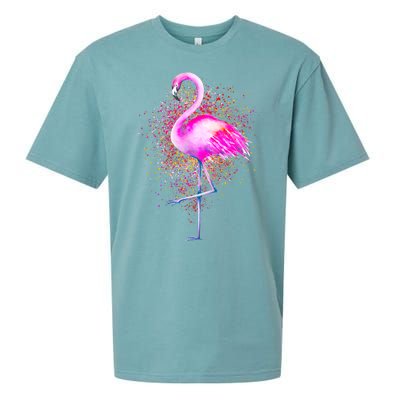 Pink Flamingo Paint Art Sueded Cloud Jersey T-Shirt