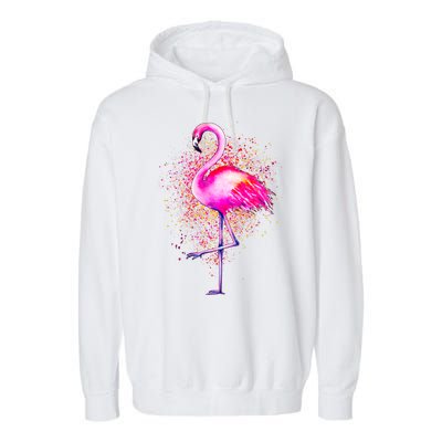 Pink Flamingo Paint Art Garment-Dyed Fleece Hoodie