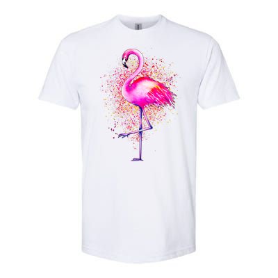 Pink Flamingo Paint Art Softstyle CVC T-Shirt