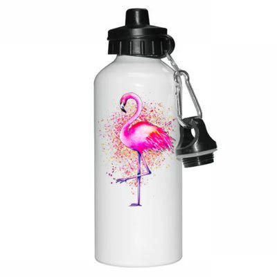 Pink Flamingo Paint Art Aluminum Water Bottle