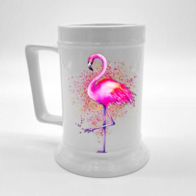 Pink Flamingo Paint Art Beer Stein